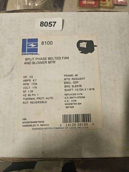 Emerson Split Phase Belted Fax and Blower Mtr image