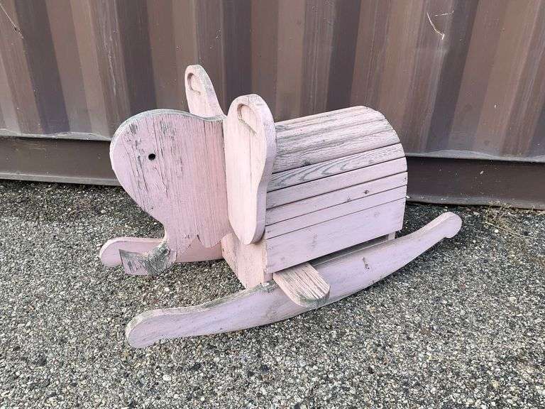 Rustic Wooden Rocking Elephant image