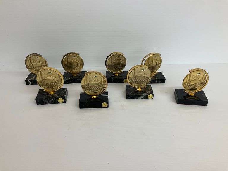 Eight Masonic Paperweights with Marble Bases image