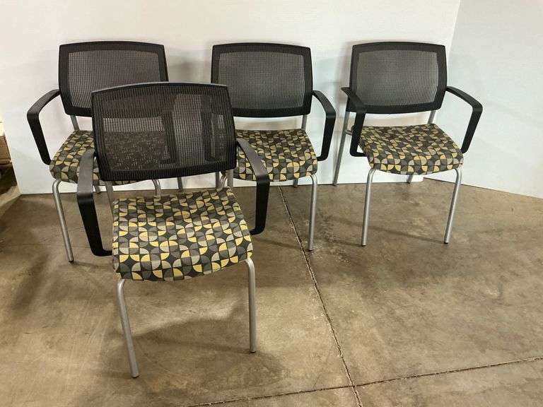 Set of Four Office Arm Chairs with Mesh Backs image