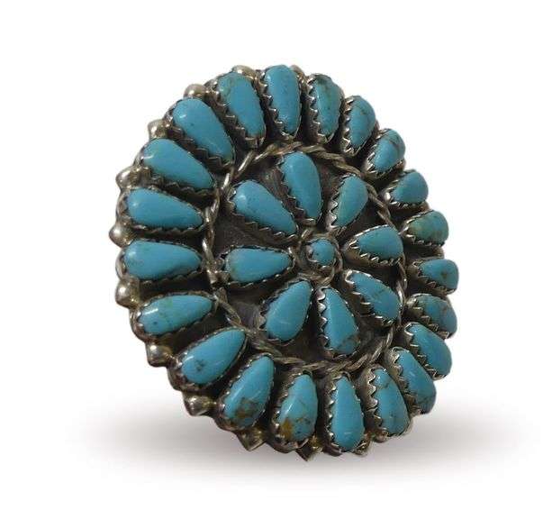 Sterling Silver Turquoise Cluster Ring - Size 9.5 image