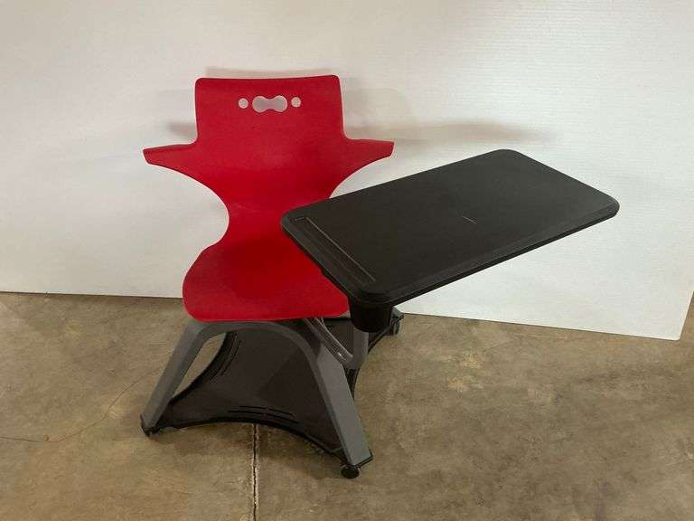 Contemporary Student Desk with Integrated Red Chair image