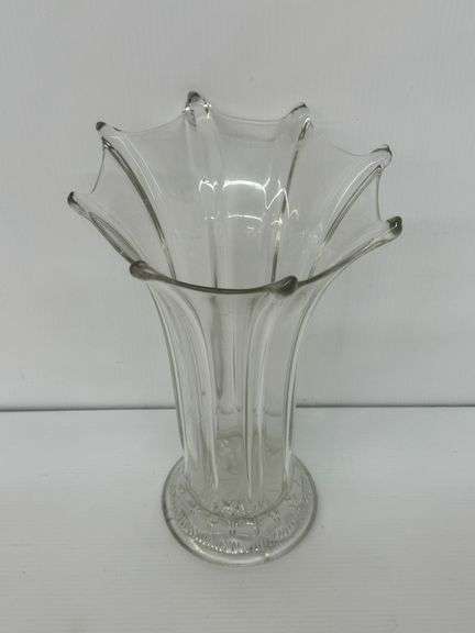 Vintage Ribbed Clear Swung Glass Vase image