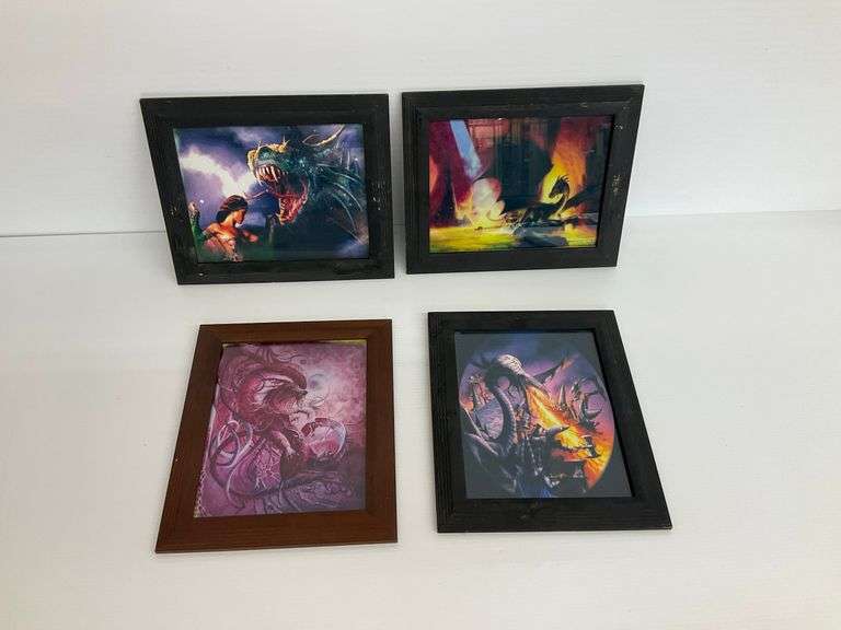 Four Framed Fantasy Dragon Prints image