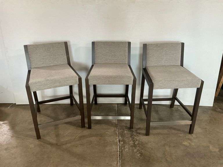 Three Modern Bar Stools with Upholstered Seats image