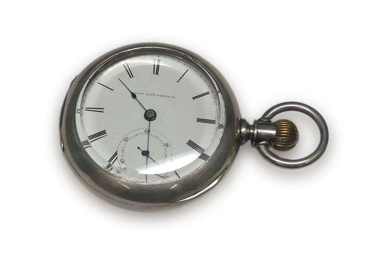 Elgin Natl Watch Co. 1884 Pocket Watch, 15 Jewels, Coin Silver Case with Deer Engraving image