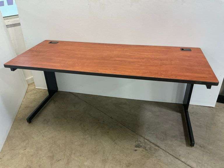 Wood Top Desk with Black Metal Legs image