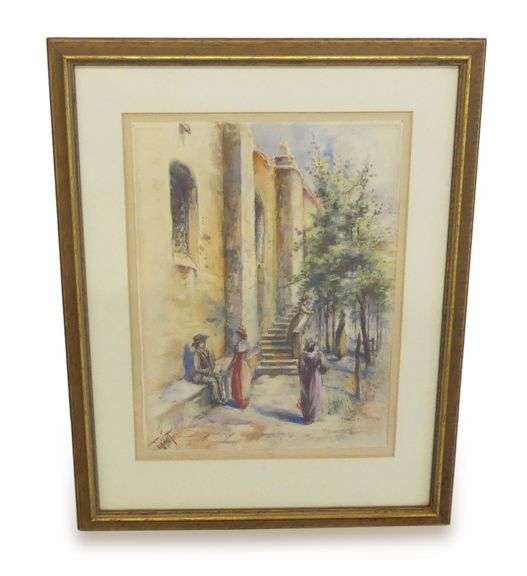 Signed Watercolor Painting of San Gabriel Mission image