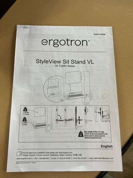 Ergotron StyleView Sit Stand VL, Hi Traffic Areas Workstation - New in Box image