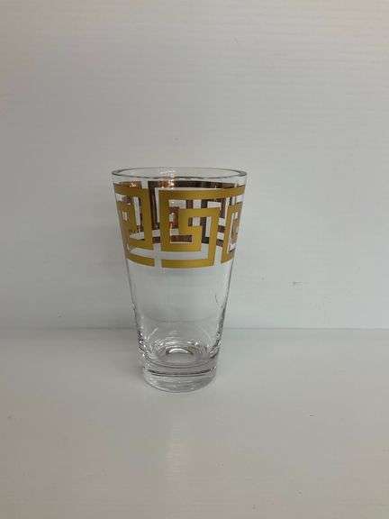 MCM Decorative Glass Vase with Gold Pattern image