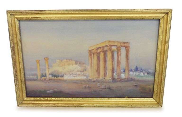 F. Carl Smith Athens Painting, Dated 1911 image