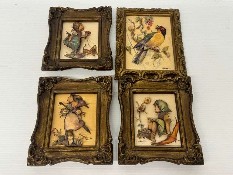 Set of Four Vintage Framed Relief Prints image