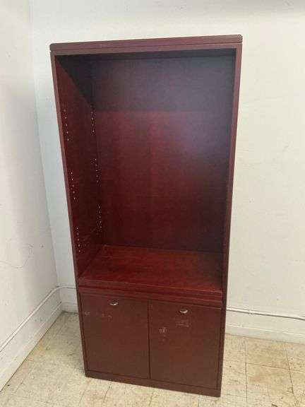 Mahogany Finish Wood Bookcase with Cabinet image