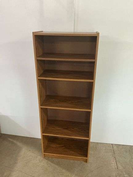 Oak Veneer Five-Shelf Bookcase image