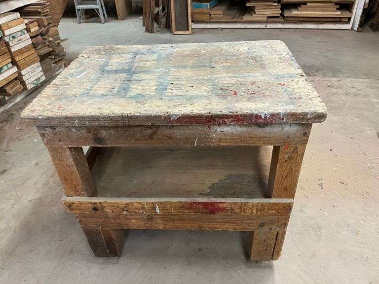 Wooden Rolling Table on Casters ... 36 x 38 x 26 in. image