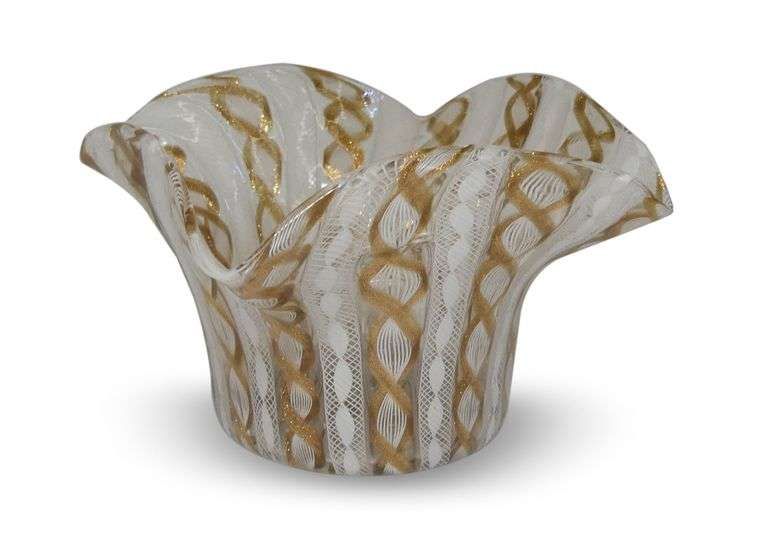 Salviati Murano Zanfrico Aventurine Art Glass Dish image