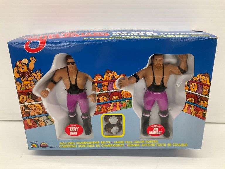 Sealed 1985 WWF Wrestling Superstars Tag Team Hart Foundation Action Figures image