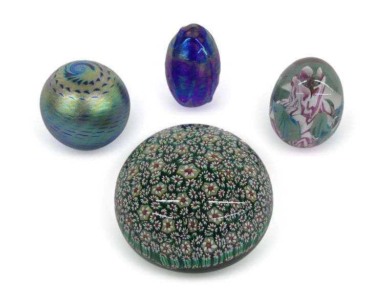 Four Art Glass Paperweights image
