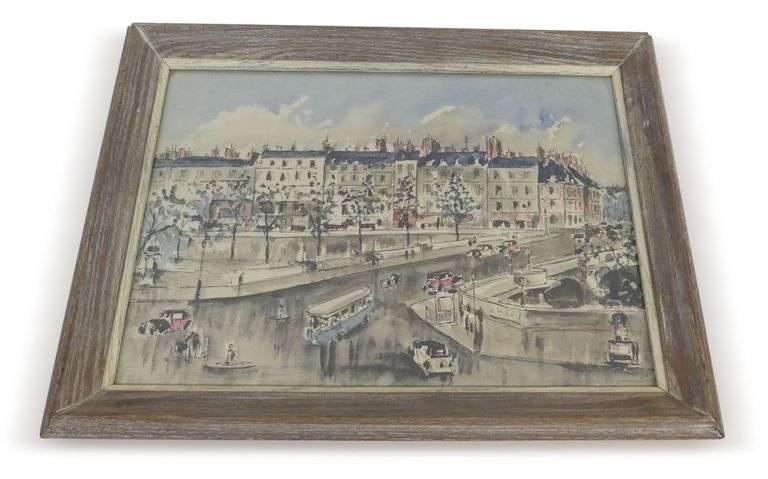 Framed Mid Century Guy De Neyrac Parisian Cityscape Print image