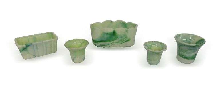 Akro Agate Green Slag Glassware Collection image