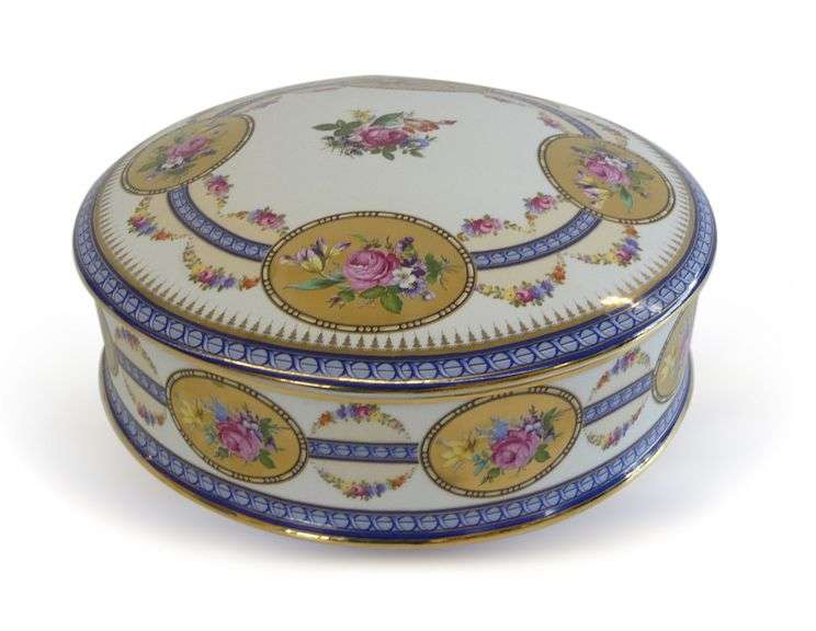 Limoges Porcelain Round Box with Floral Design image