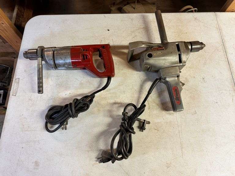 Two Milwaukee Heavy Duty Corded Drills image