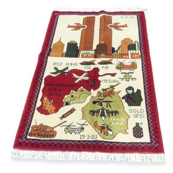 Commemorative Rug with 9/11 and War Imagery image
