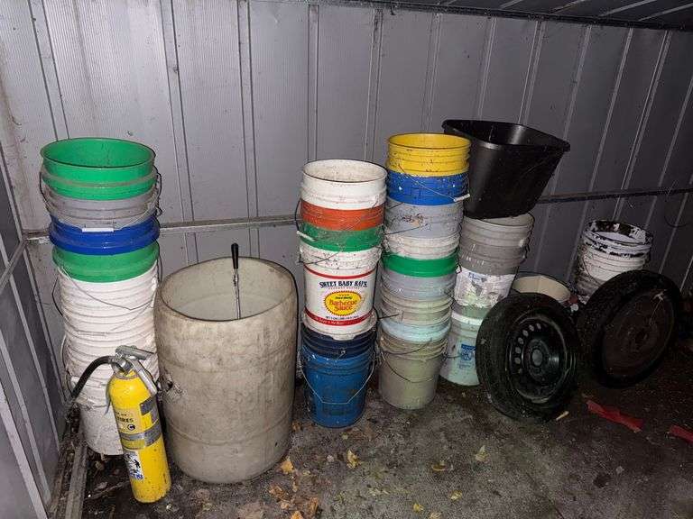 Group of Plastic Buckets & Other Items image