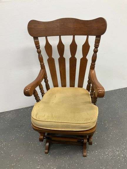 Wooden Spindle Rocking Chair with Seat Cushion image