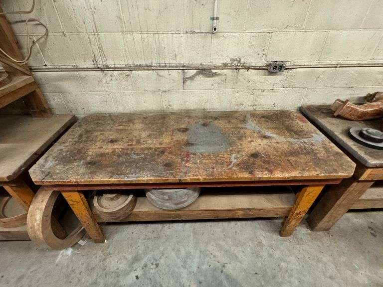 Wooden Work Bench ... 37 x 72 x 28 in. ... Work bench ONLY; contents NOT included image
