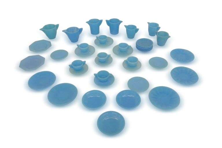 Blue Glass Children's Dishes Set image