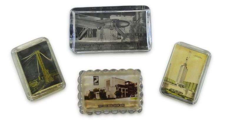Four 1933-1934 Chicago World's Fair Photo Paperweights image