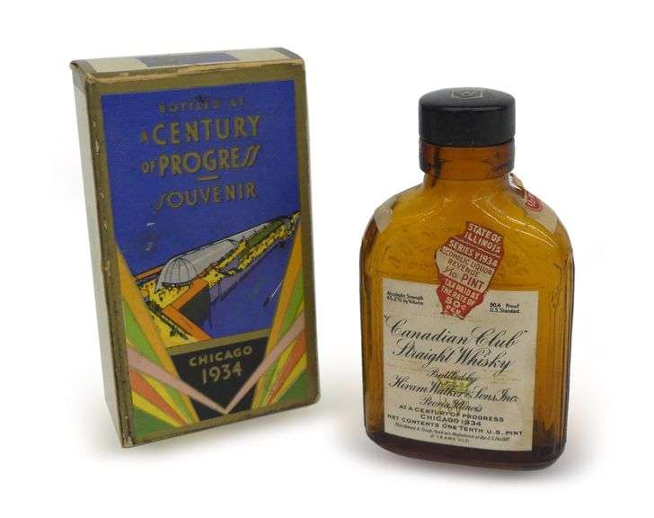 1934 Century of Progress Souvenir Canadian Club Whiskey Bottle image
