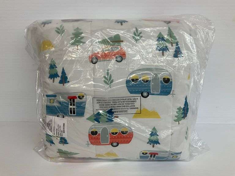 New Camper & Tree Print Quilted Blanket Pillow Set image