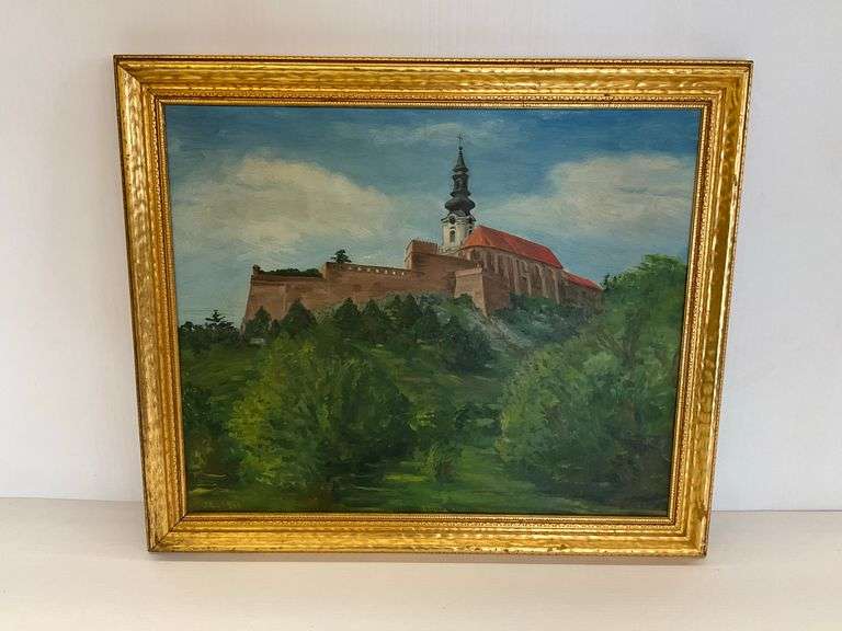 Vintage Painting of Nitra Castle in Slovakia... Signed and Dated image