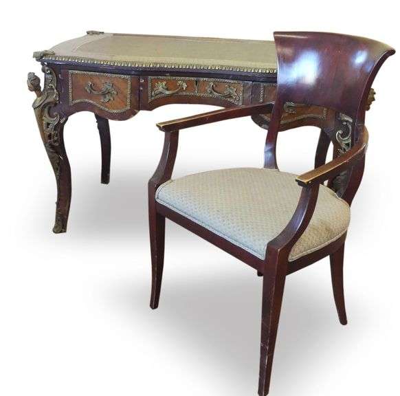 Ornate Wooden Desk and Chair image