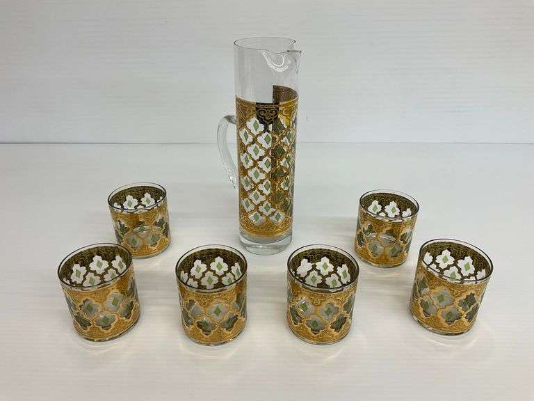 Vintage MCM Culver "Valencia" Cocktail Pitcher Set image