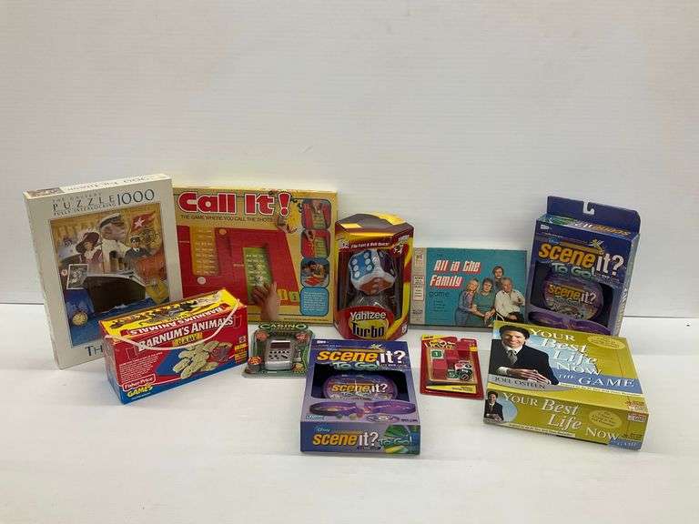 Assorted Vintage Board Games: Titanic Puzzle, Call It!, Scene It?, and More image