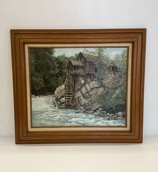 Dave Lund Framed Painting of Old Mill on Waterfall image