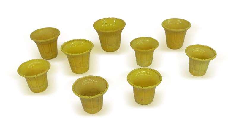 Ten Yellow Glass Containers - Marked USA image