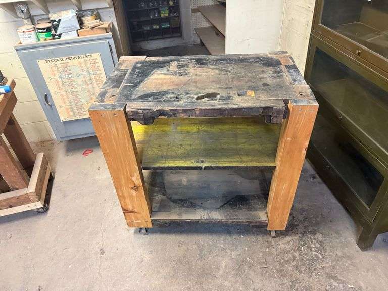 Industrial Wooden Rolling Cart ... 36 x 36 x 21 in. image