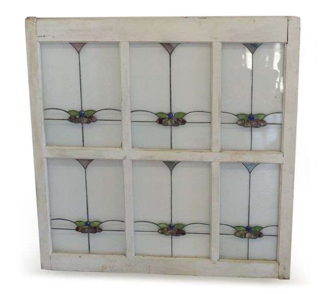 Vintage Six Section Stained Glass Window Panel image