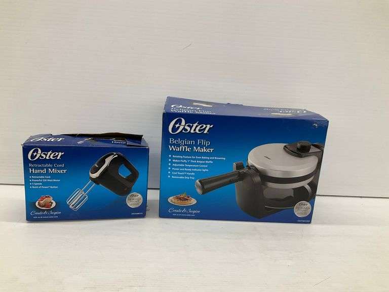Oster Belgian Flip Waffle Maker and Hand Mixer Combo image