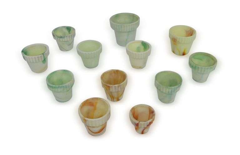 Set of Twelve Vintage Small Glass Vases/Pots image
