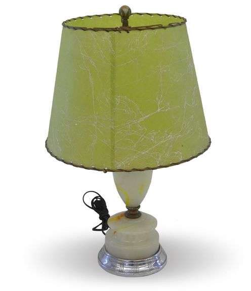 Mid-Century Modern Style Table Lamp with Green Shade image