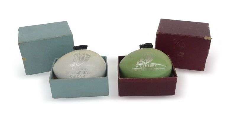 Pair of Century of Progress Souvenir Perfume Bottles image