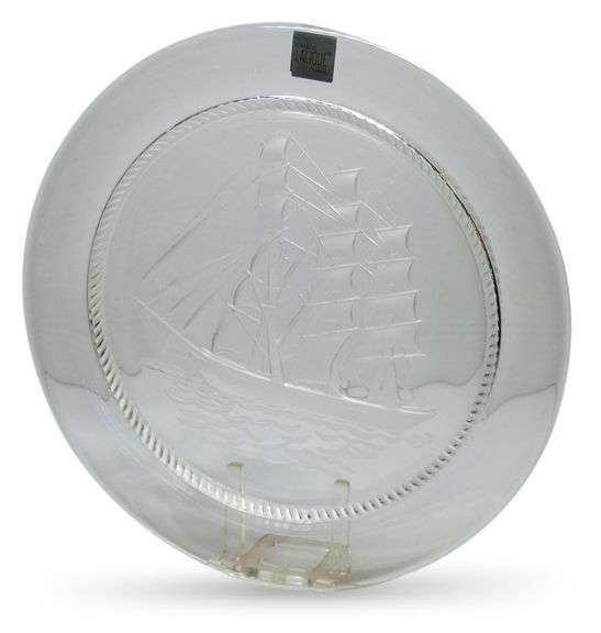 Lalique Paris Plate with Embossed Ship Design image