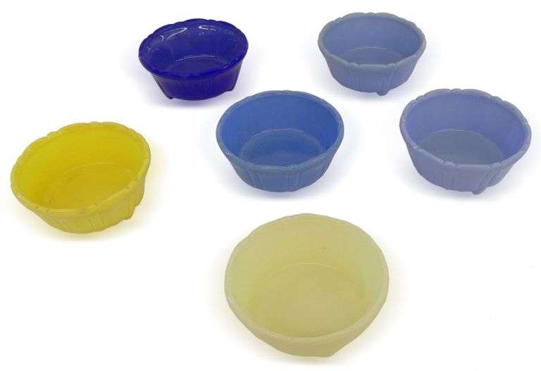 Six Akro Agate Glass and Colored Glass Bowls image