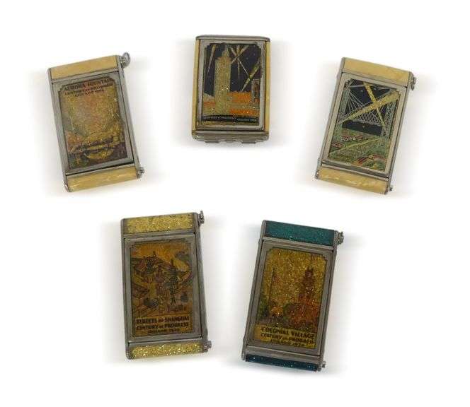 Five Vintage Compacts... 1933-1934 Chicago World's Fair Souvenirs image