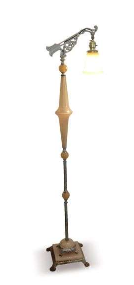 Vintage Torchiere Floor Lamp - Ornate Metal Base and Fixture image